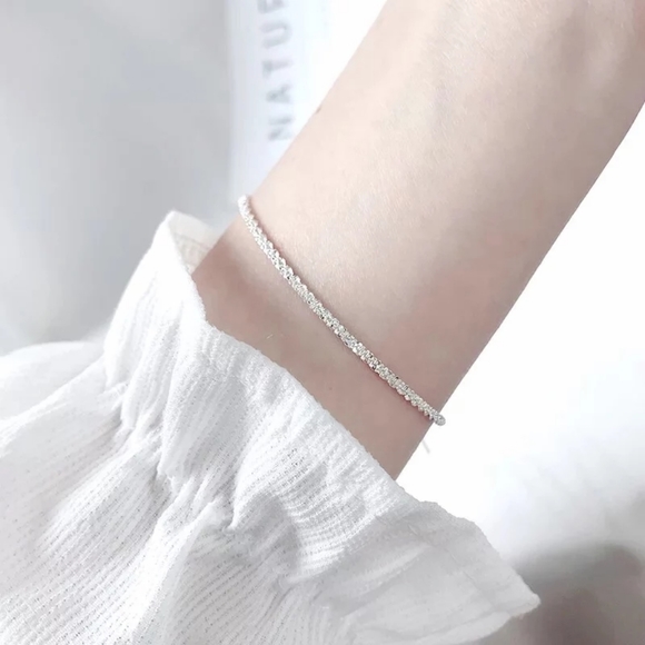 Silver Simple Shiny Chain Adjustable Bracelet - Picture 3 of 6